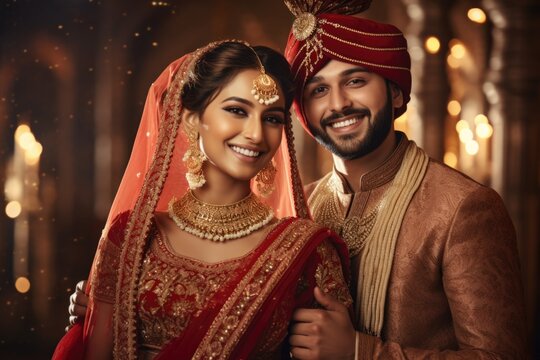 A Man and Woman in Traditional Indian Attire